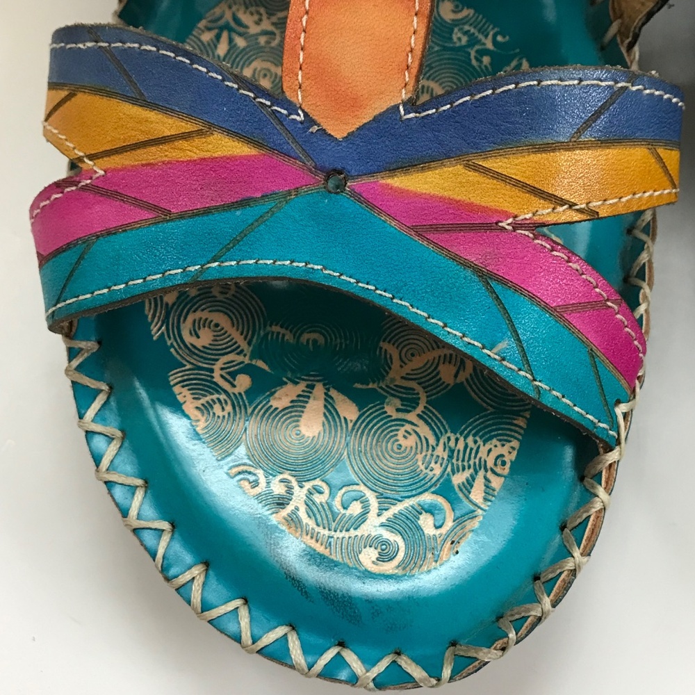SOCOFY Flower Sandals Leather Bohemian Women’s Size 7 - Picture 4 of 16